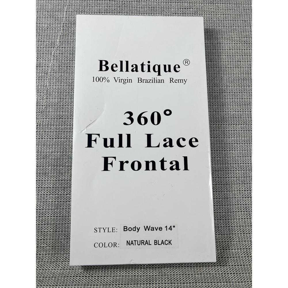 bellatique 100% Virgin Brazilian Remy 360' Full Lace‎ Frontal Natural Black 14"